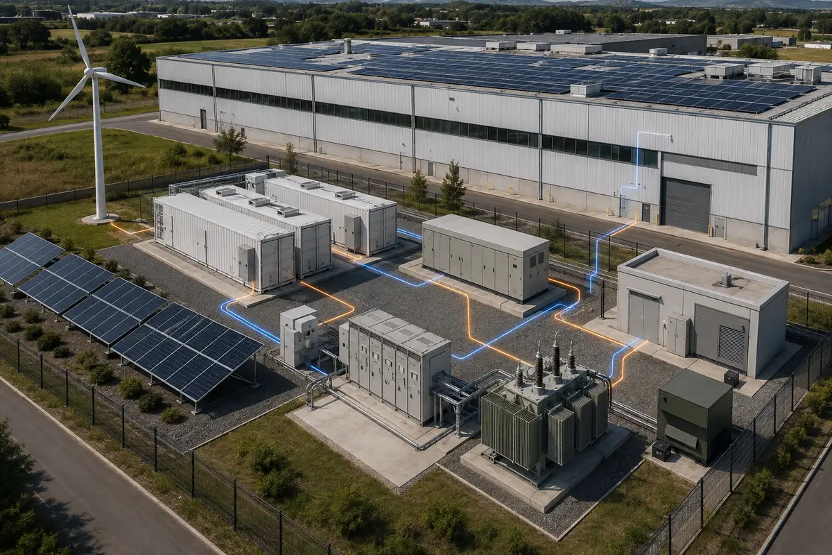 Battery energy storage integrated with solar and wind generation